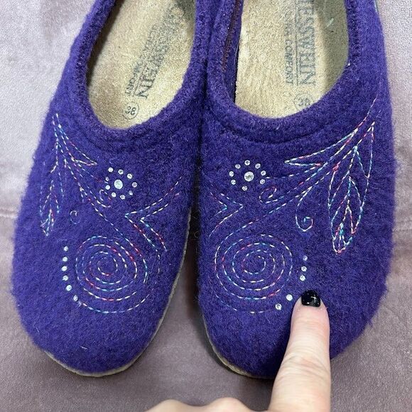 Giesswein Women's Wool Slip On Slippers EUR 38 US 8 Purple Floral - Picture 9 of 10